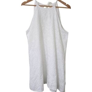 White Embroidered Eyelet Halter Tank Cottagecore Floral Boho Size XL-2XL